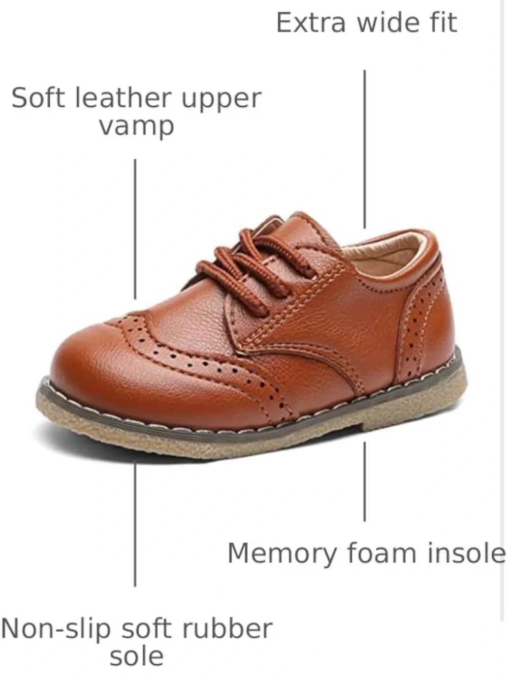892. MG Baby Classic Oxford Leather Dress Shoes Toddler Size 8 Brown/Tan